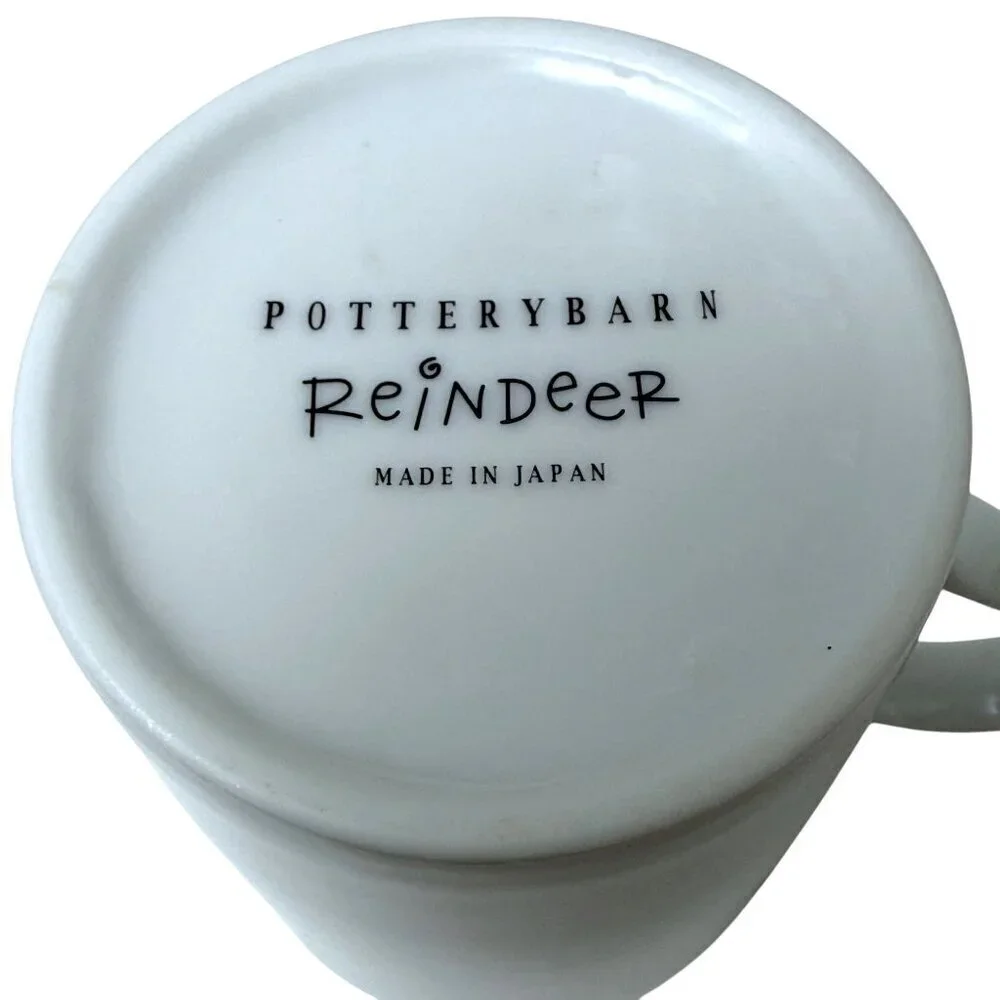 POTTERY BARN Reindeer Mugs Comet and Prancer Holiday Christmas